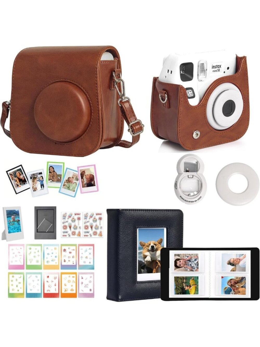 Brown Mini SE Kit for Instax Mini SE/7+ Instant Camera - Essential Accessories